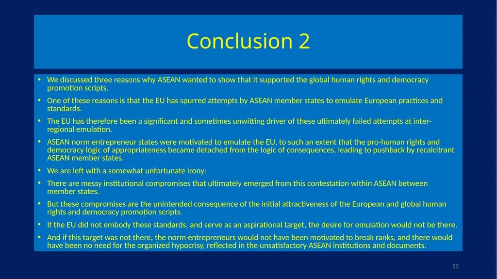 EU-ASEAN relations, human rights institutions, and - slide 52 of 56