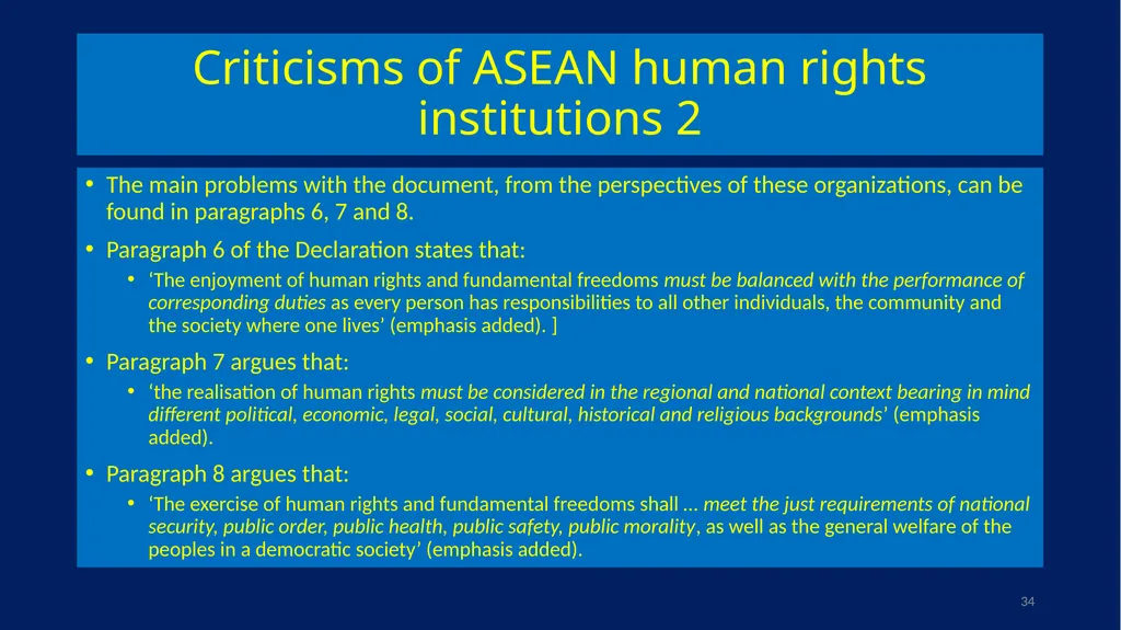 EU-ASEAN relations, human rights institutions, and - slide 34 of 56