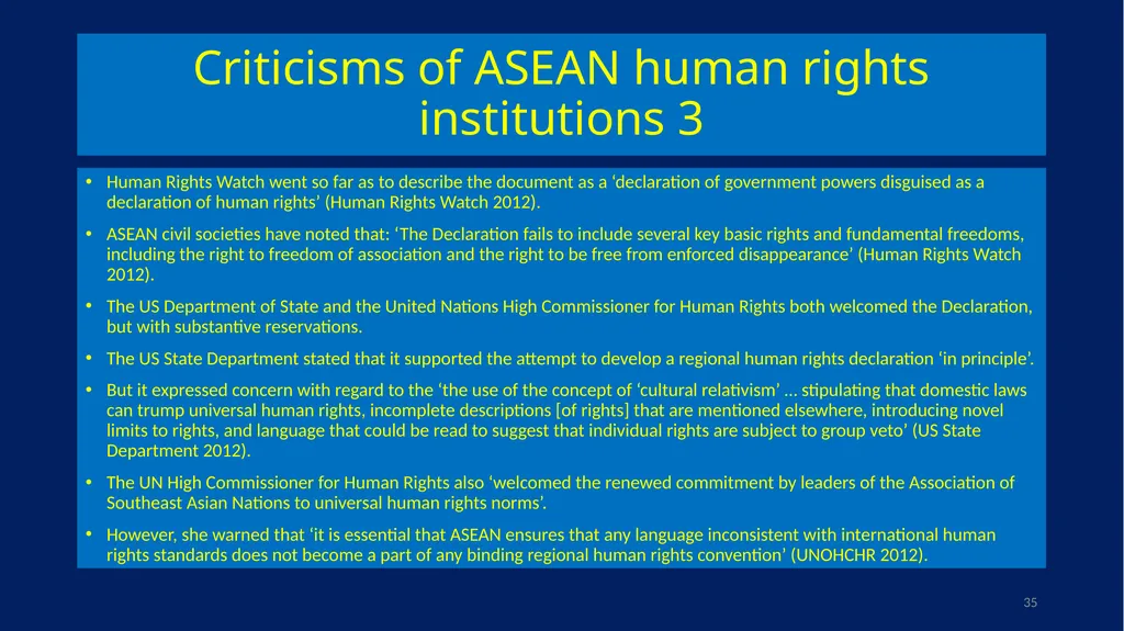 EU-ASEAN relations, human rights institutions, and - slide 35 of 56
