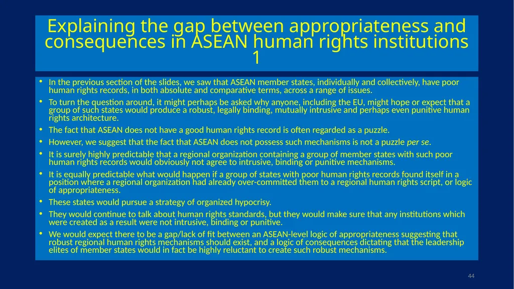 EU-ASEAN relations, human rights institutions, and - slide 44 of 56