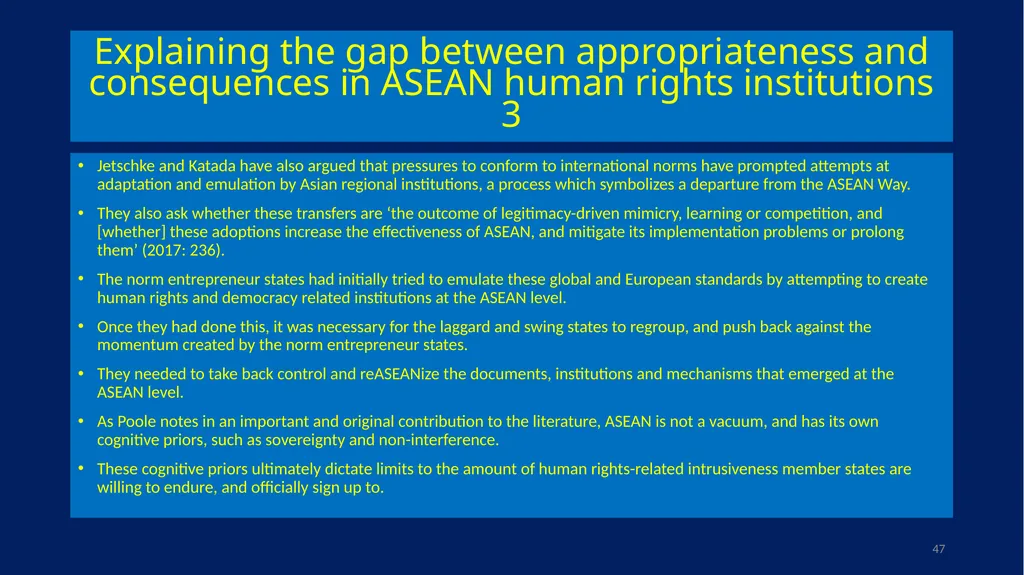EU-ASEAN relations, human rights institutions, and - slide 47 of 56