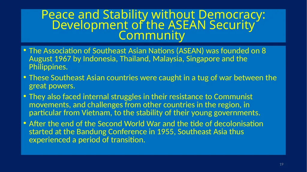EU-ASEAN relations, human rights institutions, and - slide 19 of 56