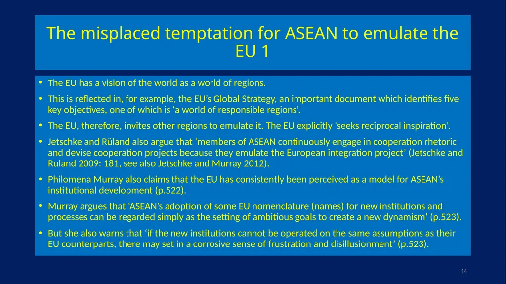 EU-ASEAN relations, human rights institutions, and - slide 14 of 56