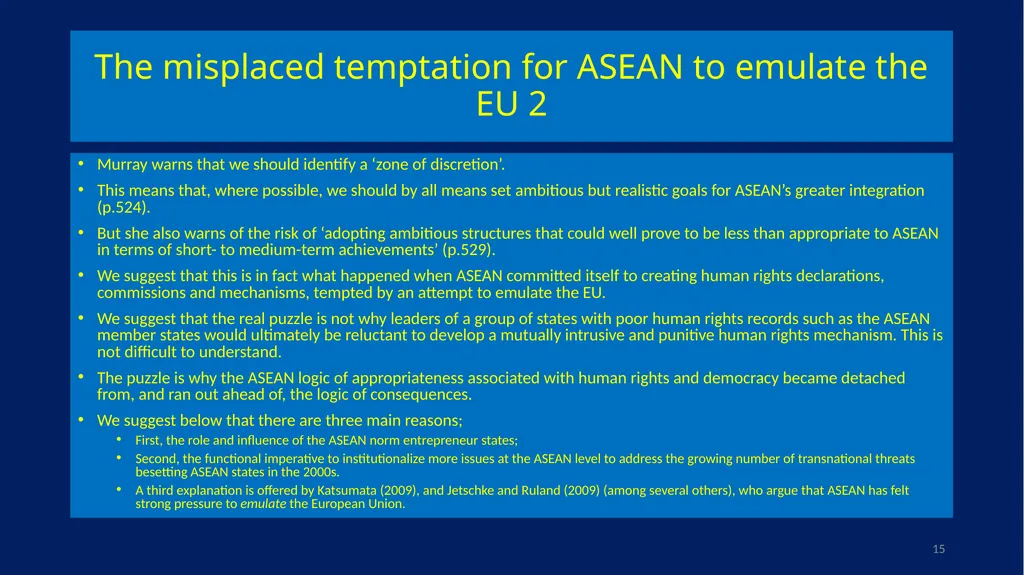 EU-ASEAN relations, human rights institutions, and - slide 15 of 56
