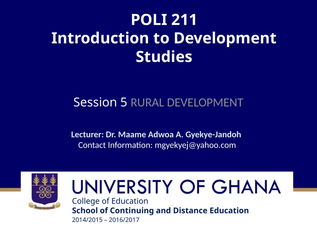 POLI 211 Introduction to Development Studies - slide 1 of 25