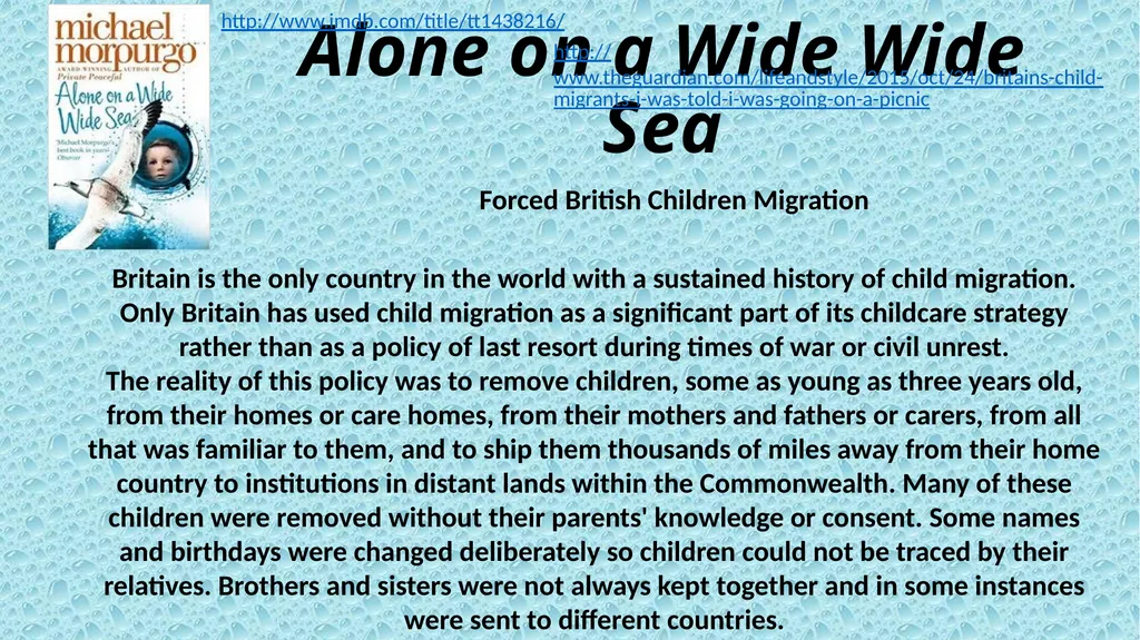 Alone on a Wide Wide Sea Forced British Children