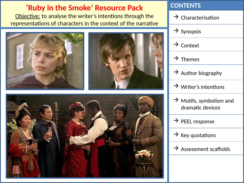 CONTENTS ‘Ruby in the Smoke’ Resource Pack - slide 1 of 9