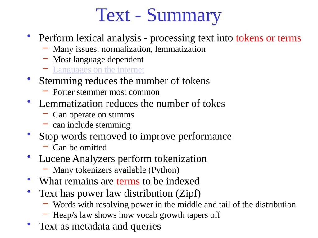 Text Processing, Tokenization, & Characteristics - slide 113 of 114