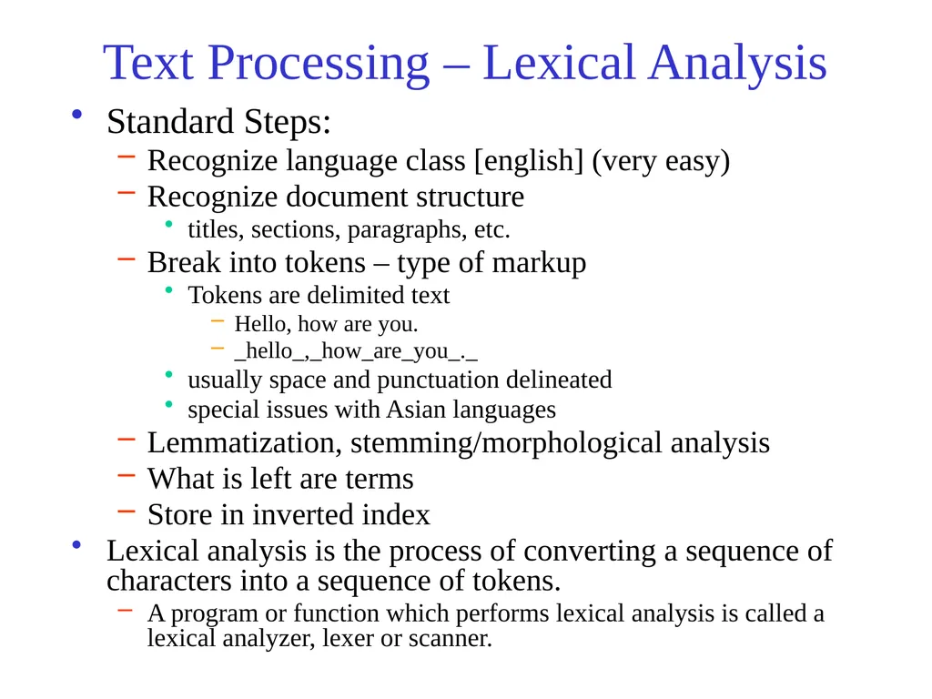 Text Processing, Tokenization, & Characteristics - slide 13 of 114