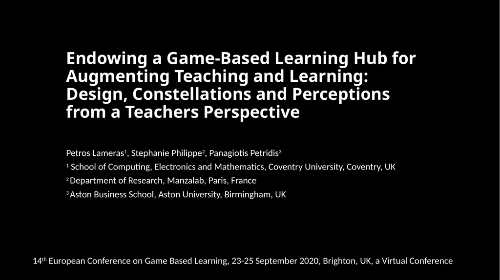 Endowing a Game-Based Learning Hub for Augmenting - slide 1 of 10