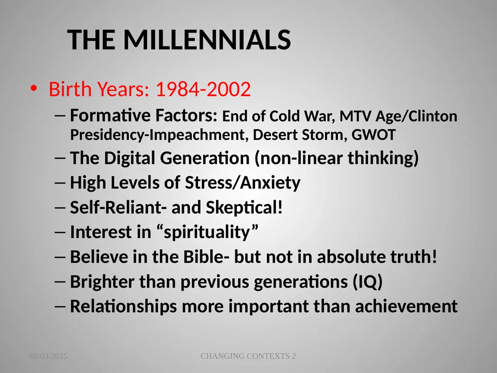 THE CHANGING CONTEXTS OF PREACHING AND WORSHIP 2 - slide 12 of 25
