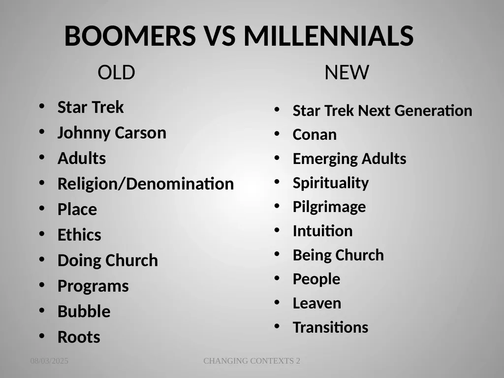 THE CHANGING CONTEXTS OF PREACHING AND WORSHIP 2 - slide 14 of 25