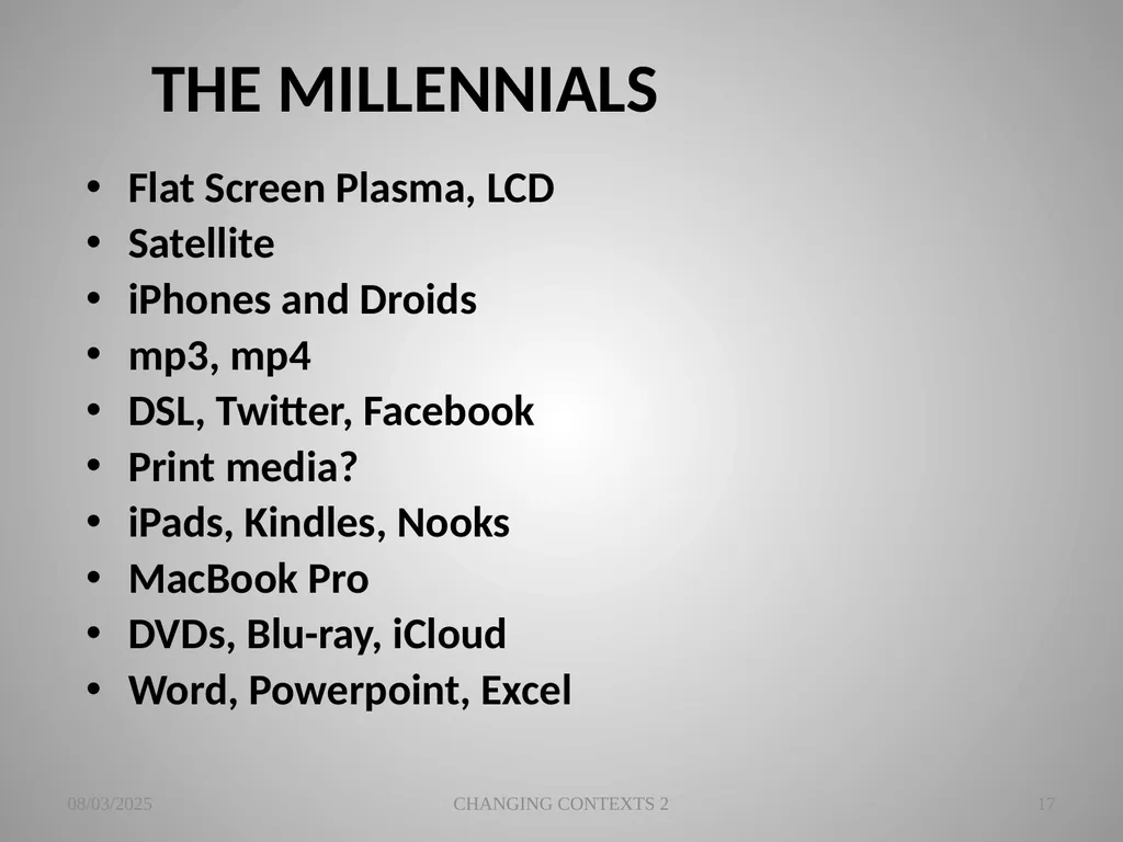 THE CHANGING CONTEXTS OF PREACHING AND WORSHIP 2 - slide 17 of 25