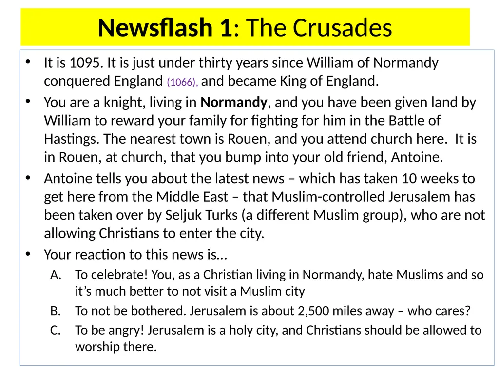 The First Crusade: a very simple introduction 6 2 - slide 4 of 25