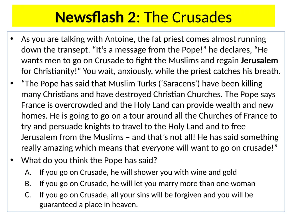 The First Crusade: a very simple introduction 6 2 - slide 8 of 25