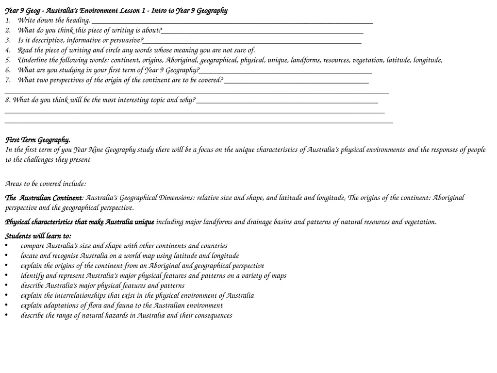 Year 9 Geography Readings Year 9 Geog - - slide 2 of 35