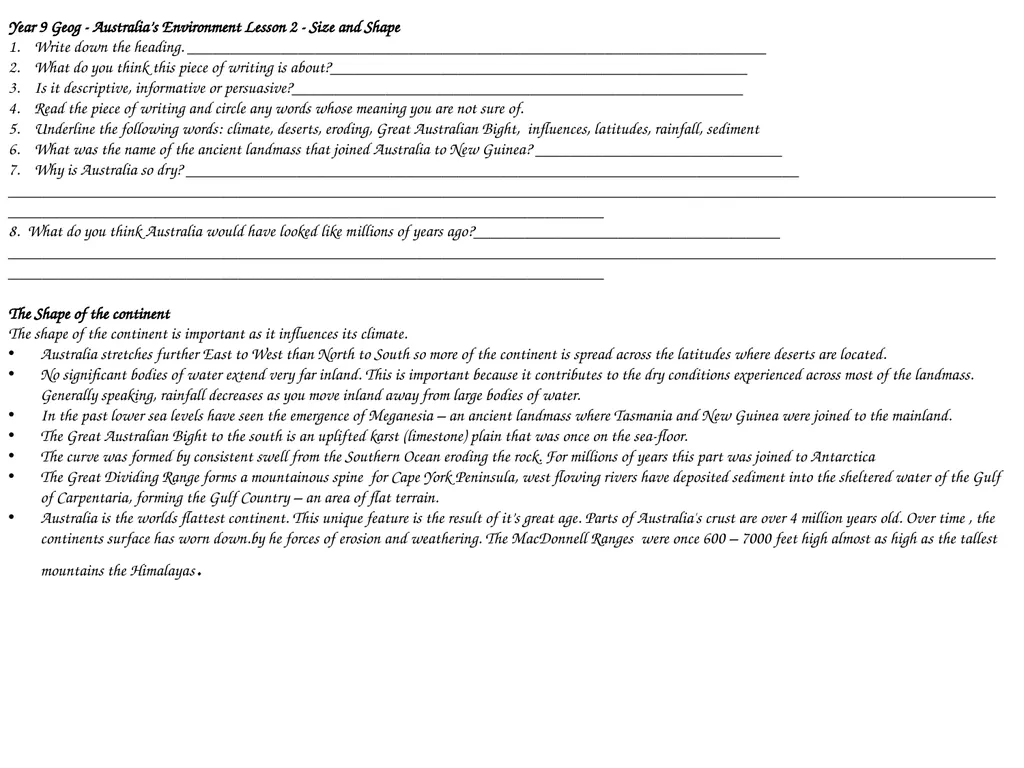 Year 9 Geography Readings Year 9 Geog - - slide 3 of 35