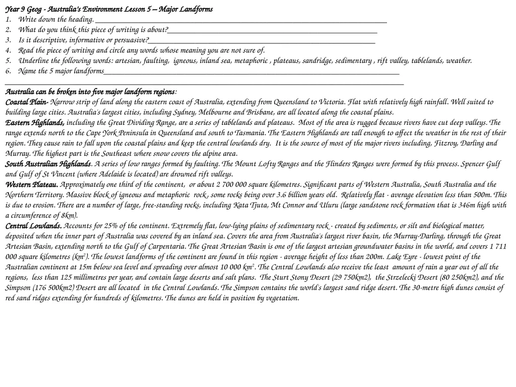 Year 9 Geography Readings Year 9 Geog - - slide 6 of 35