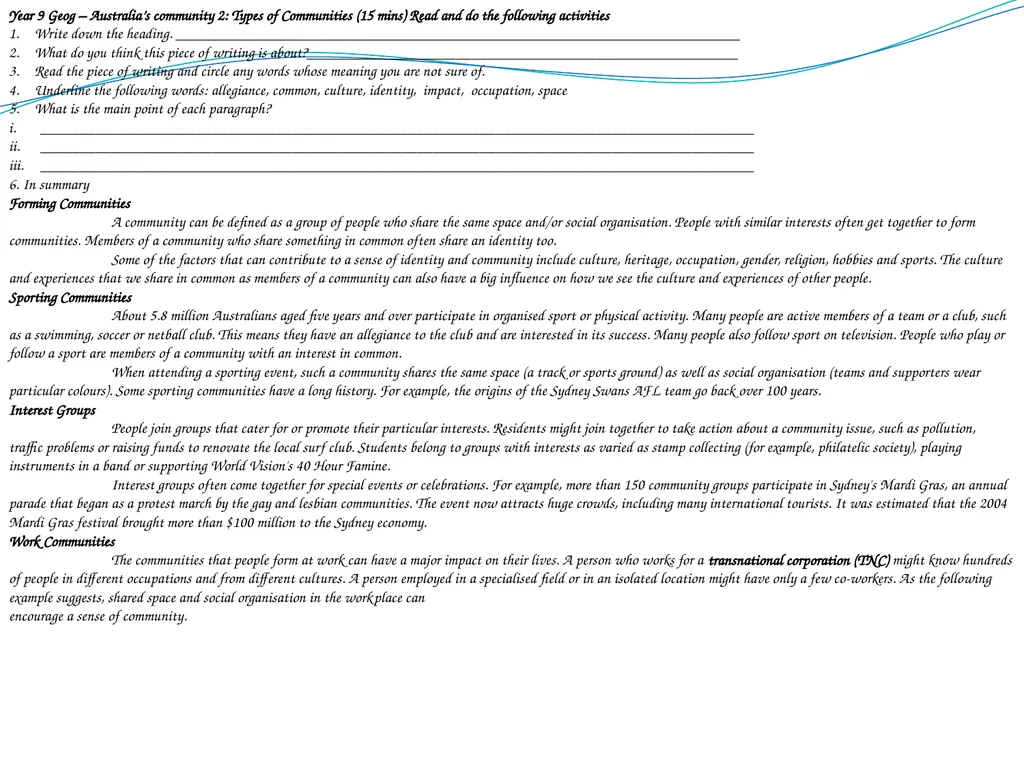 Year 9 Geography Readings Year 9 Geog - - slide 29 of 35