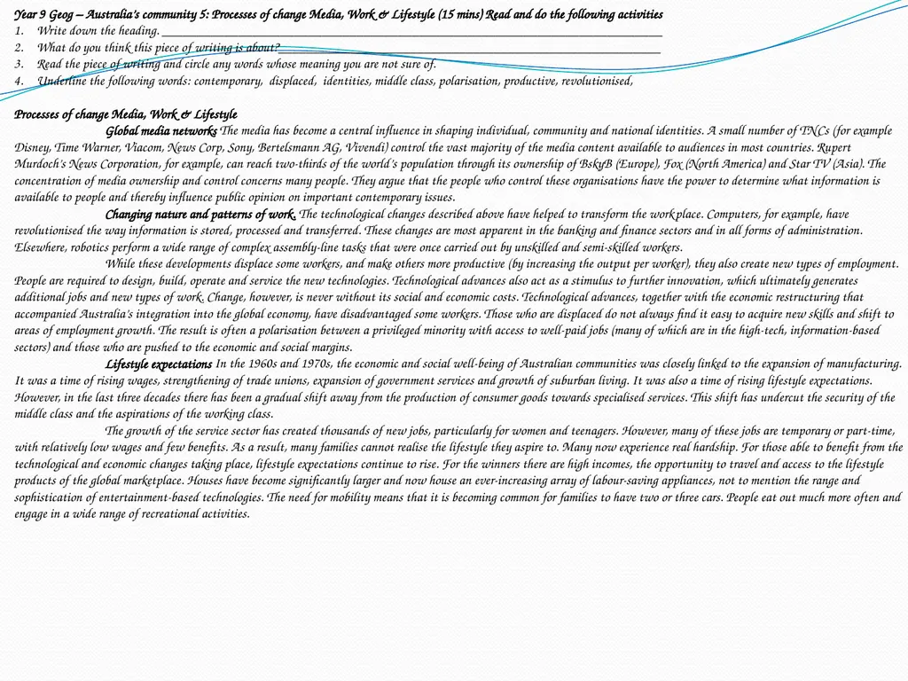Year 9 Geography Readings Year 9 Geog - - slide 32 of 35
