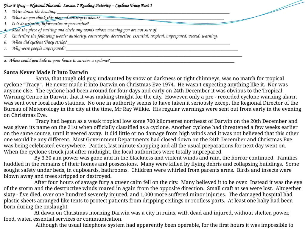 Year 9 Geography Readings Year 9 Geog - - slide 18 of 35