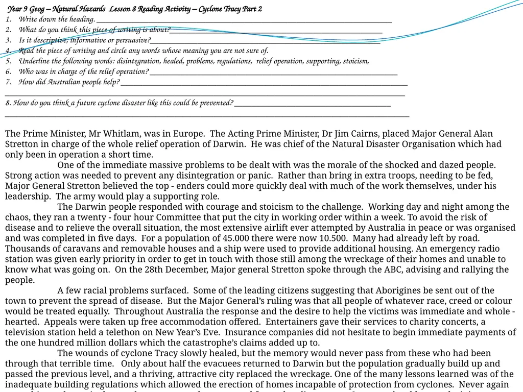 Year 9 Geography Readings Year 9 Geog - - slide 19 of 35
