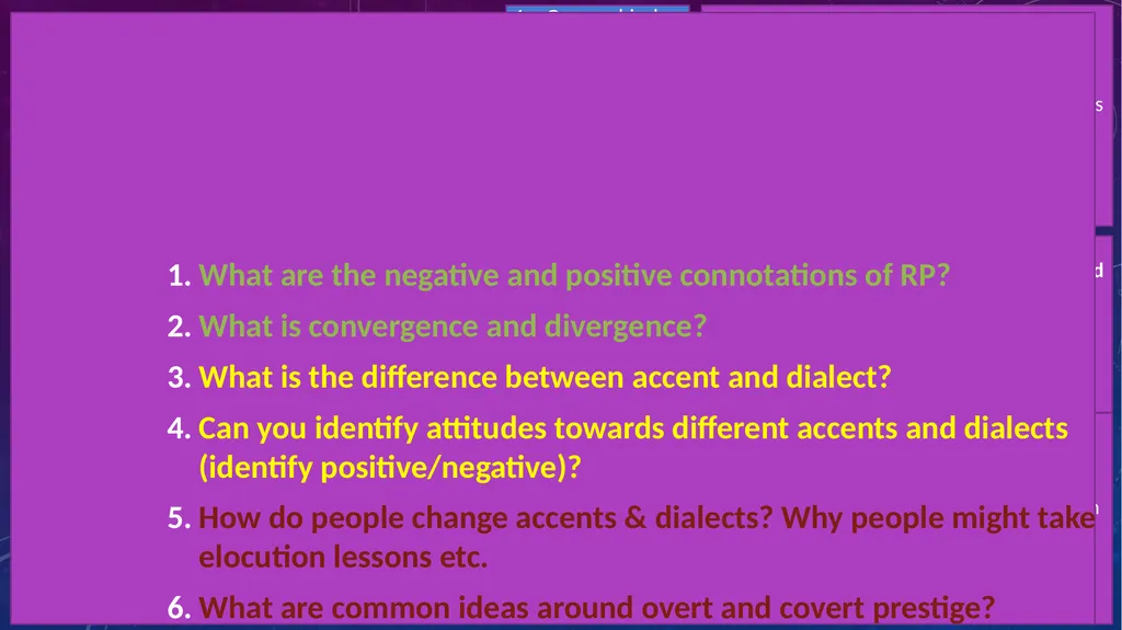 Language and Society: Accent and dialect Lesley - slide 9 of 63