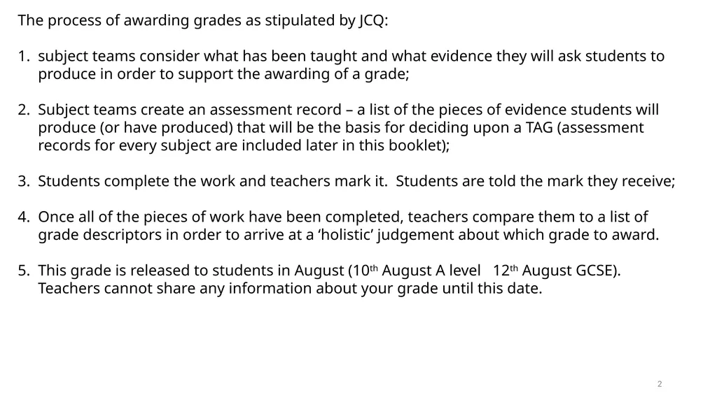 Awarding TAGs at TCC A guide for students and - slide 2 of 44