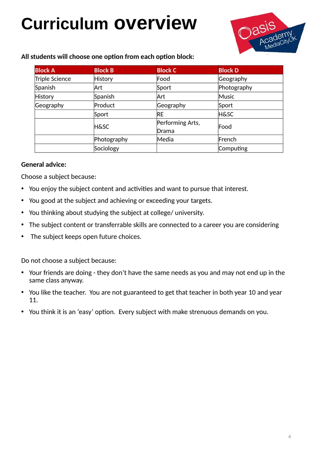 Options Booklet 2023-2024 1 2 A curriculum - slide 4 of 22