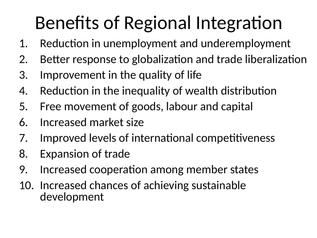 REGIONAL INTEGRATION REGION: an area of a country - slide 131 of 137