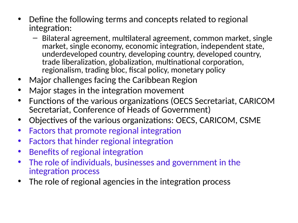 REGIONAL INTEGRATION REGION: an area of a country - slide 127 of 137