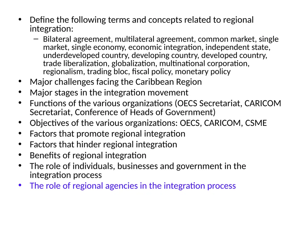 REGIONAL INTEGRATION REGION: an area of a country - slide 135 of 137
