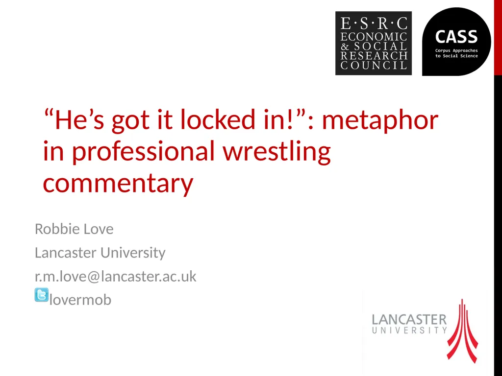 “He’s got it locked in!”: metaphor in professional - slide 1 of 27
