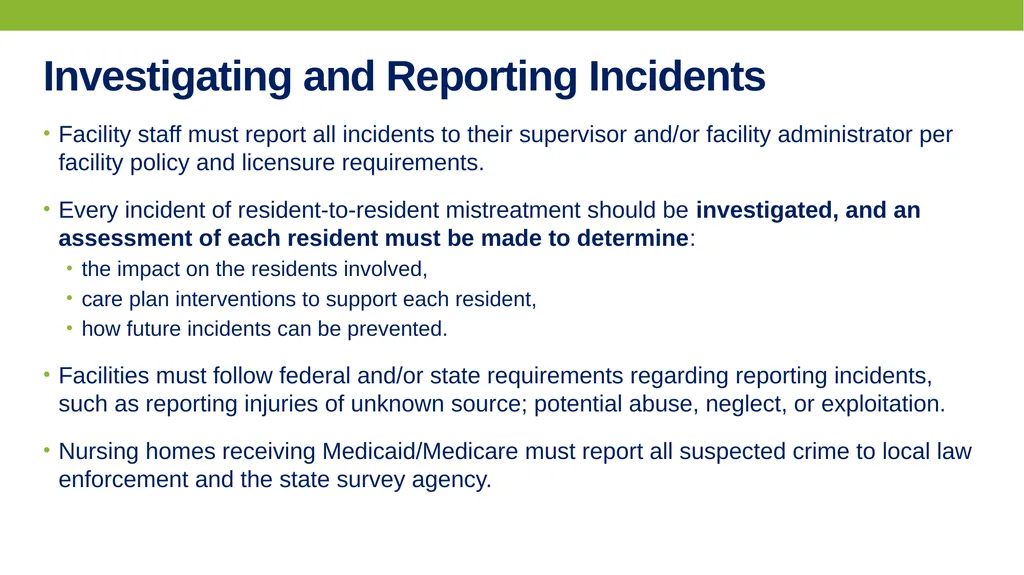 PREVENTING AND RESPONDING TO Resident-to-resident - slide 18 of 27
