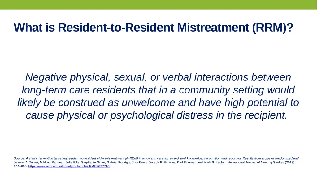 PREVENTING AND RESPONDING TO Resident-to-resident - slide 3 of 27