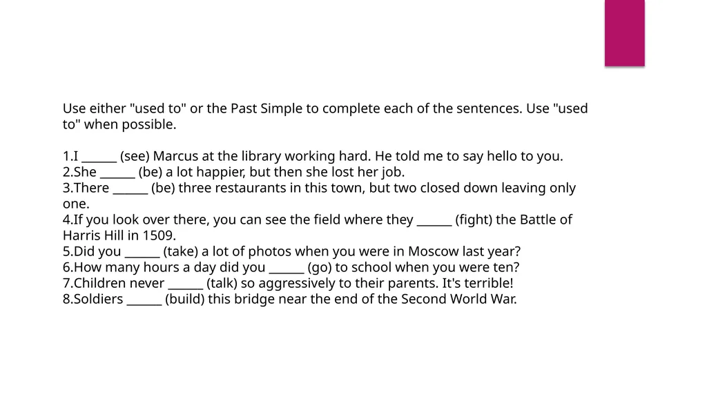 10B Changing trends Grammar: used to Vocabulary: - slide 4 of 6