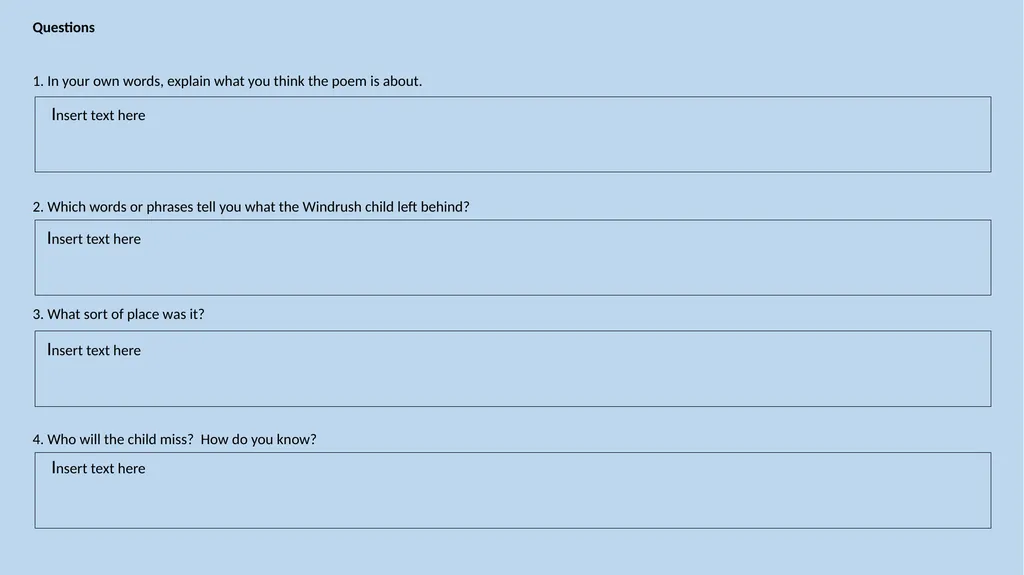 Year 6 Reading Windrush TASK: Your reading task - slide 6 of 8