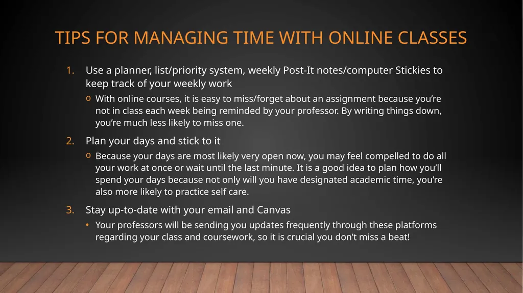 TIME MANAGEMENT WITH ONLINE COURSES University of - slide 6 of 11