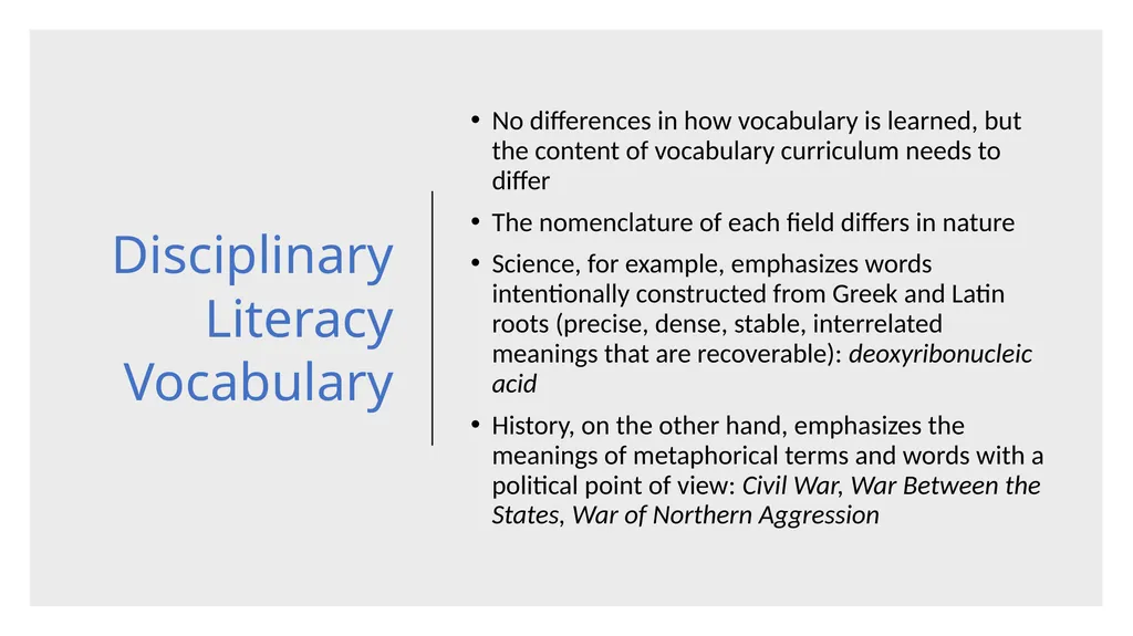 Teaching Disciplinary Literacy Timothy Shanahan - slide 13 of 56