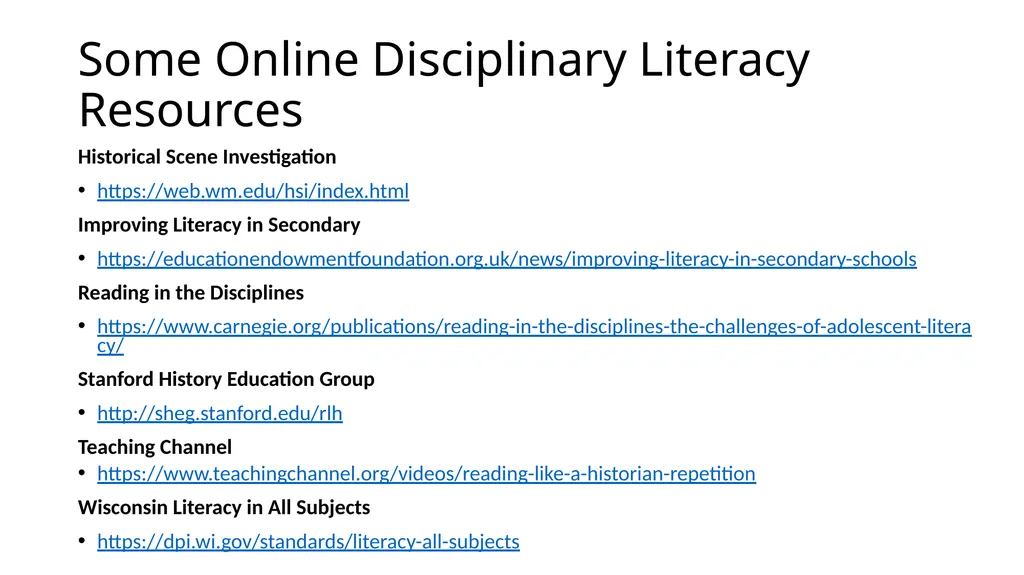 Teaching Disciplinary Literacy Timothy Shanahan - slide 55 of 56