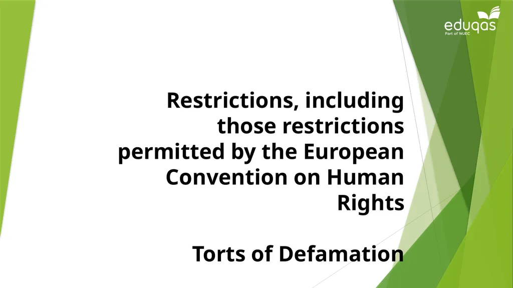 Restrictions, including those restrictions - slide 1 of 43