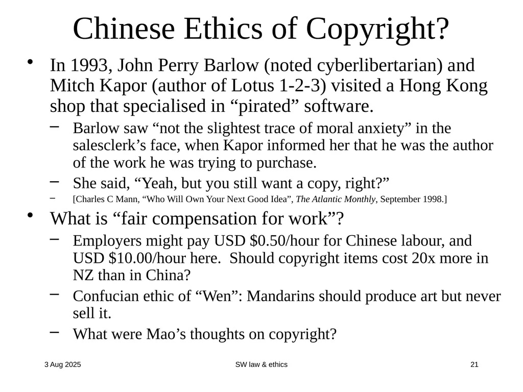 CompSci 725 “Soft” Security Clark Thomborson - slide 21 of 36