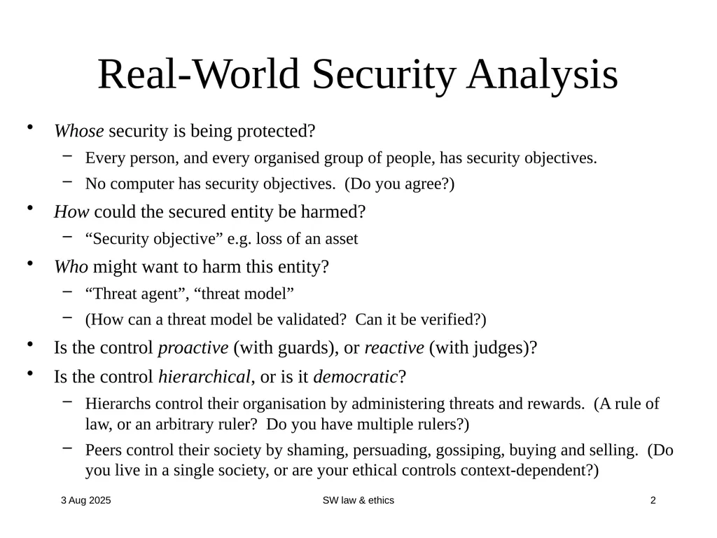 CompSci 725 “Soft” Security Clark Thomborson - slide 2 of 36