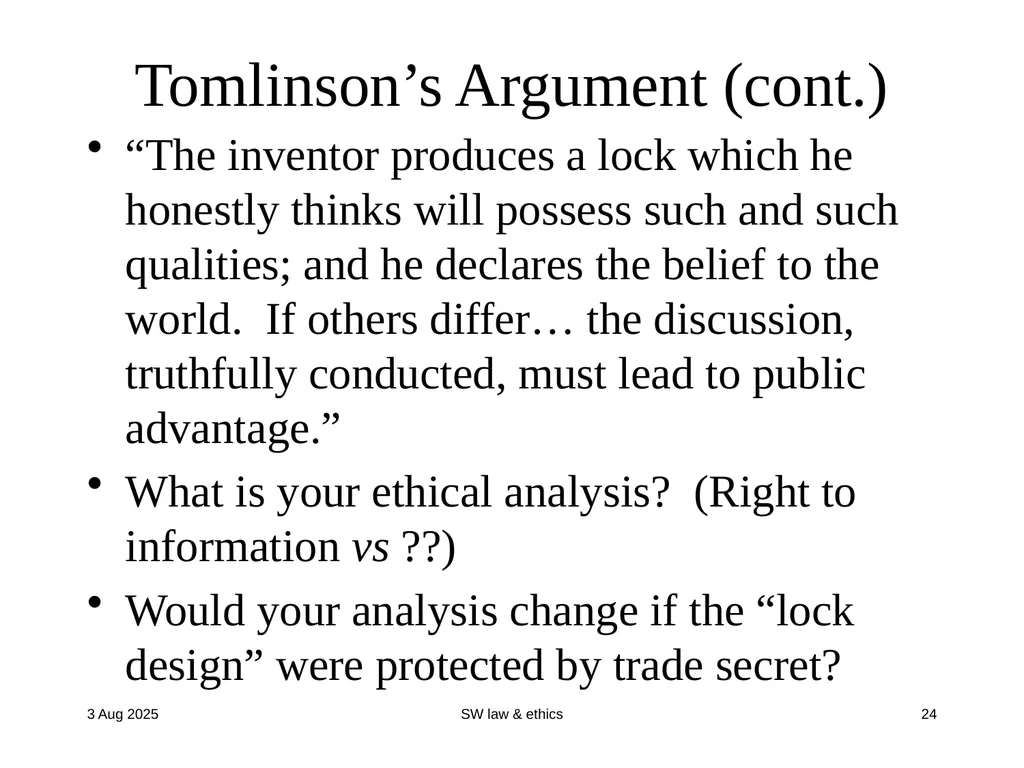 CompSci 725 “Soft” Security Clark Thomborson - slide 24 of 36