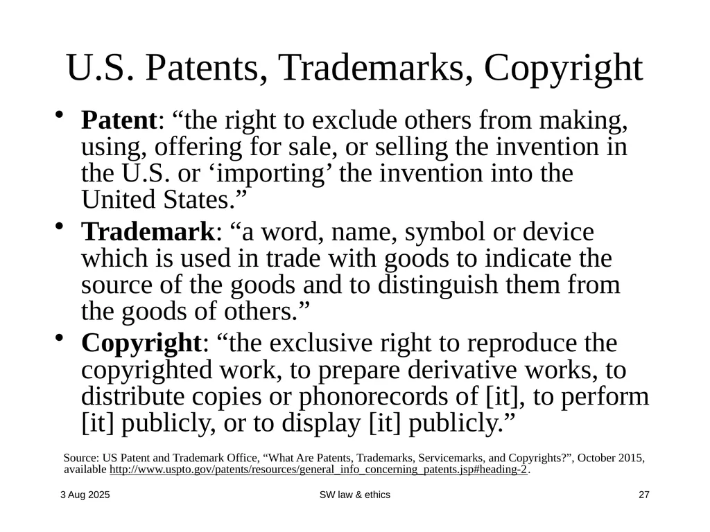 CompSci 725 “Soft” Security Clark Thomborson - slide 27 of 36