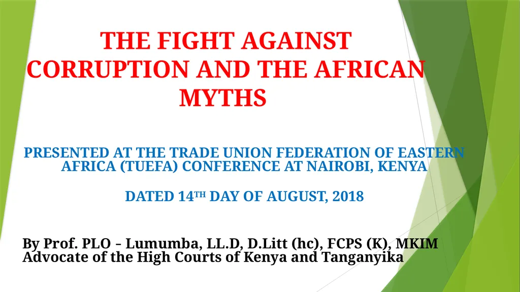 PRESENTED AT THE TRADE UNION FEDERATION OF EASTERN - slide 1 of 23