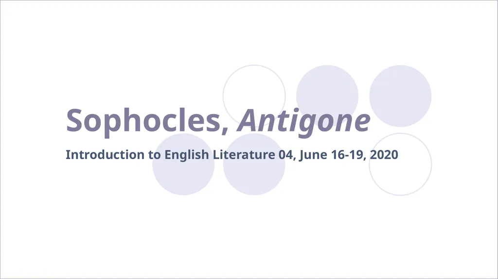 Sophocles, Antigone Introduction to English