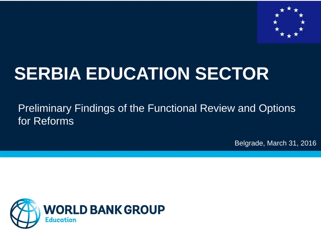 Serbia Education Sector Preliminary Findings of