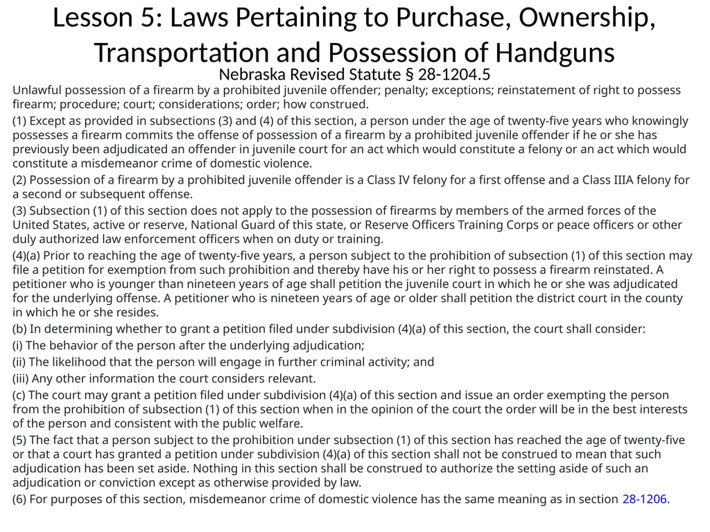 Nebraska State Patrol Concealed Handgun Permit - slide 102 of 191