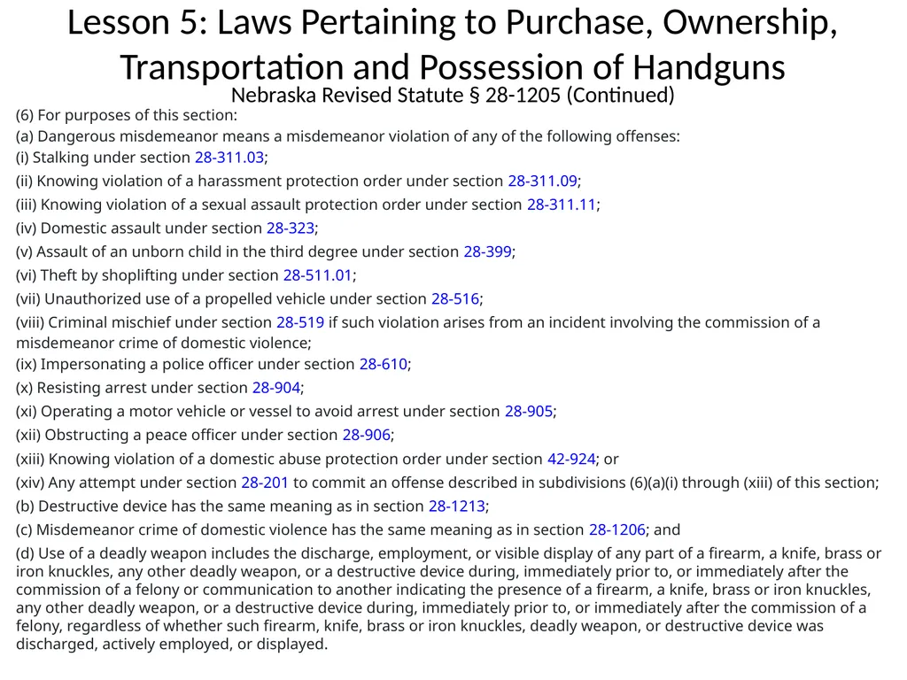 Nebraska State Patrol Concealed Handgun Permit - slide 104 of 191